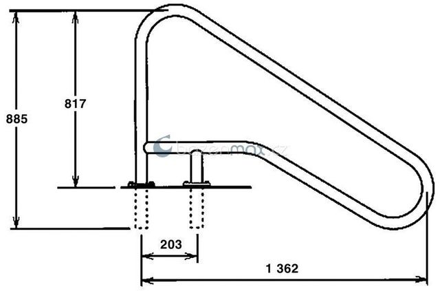 Rebríkové madlo s puzdrom, AISI 316, 73014